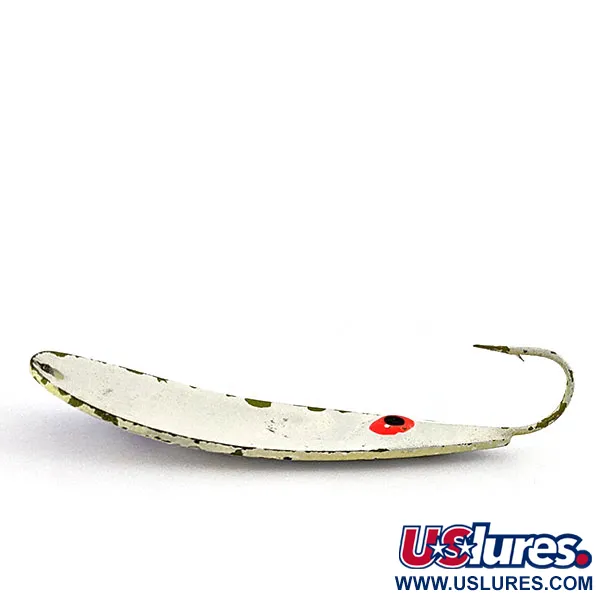 Vintage Other G.W's ice fishing Lures, 1/2oz white/purple fishing spoon #19346