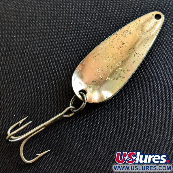 Vintage Worth Chippewa Steel Spoon, 1/3oz copper/red UV fishing spoon #19359