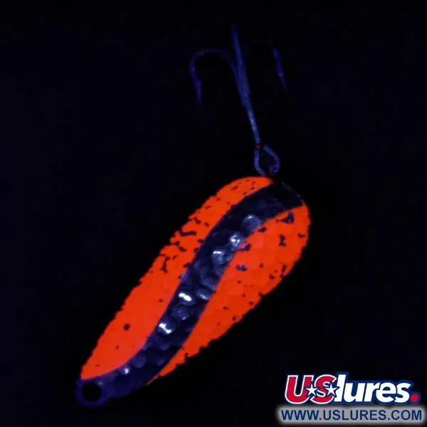 Vintage Worth Chippewa Steel Spoon, 1/3oz copper/red UV fishing spoon #19359