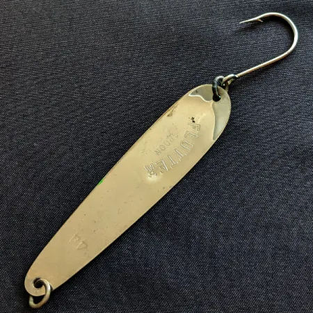 Vintage Luhr Jensen Flutter 44 Glow, 3/16oz nickel/white/green Glow fishing spoon #19361