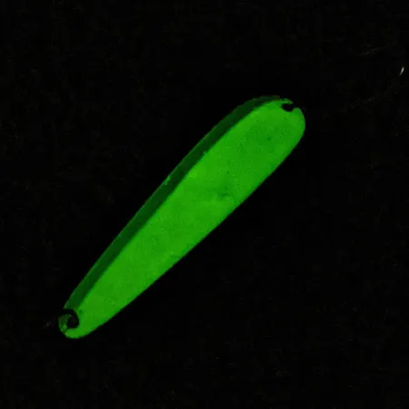 Vintage Luhr Jensen Flutter 44 Glow, 3/16oz nickel/white/green Glow fishing spoon #19361