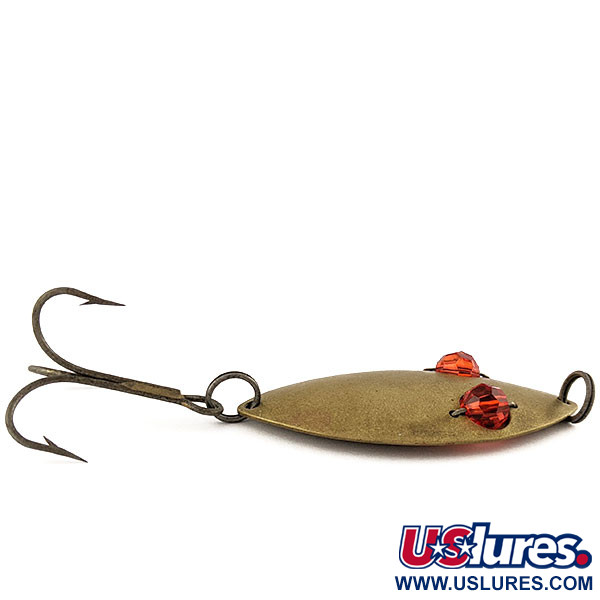 Vintage  Hofschneider Red Eye Wiggler, 1oz brass / red eyes fishing spoon #19369
