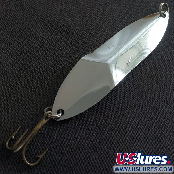 Vintage Happiness Is bait Marek-L-Lure by H.i, 2/3oz nickel fishing spoon #19379