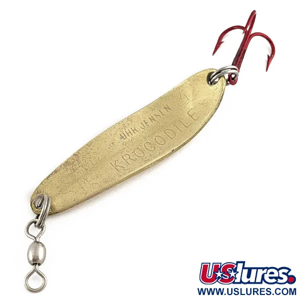 Vintage Luhr Jensen Krocodile #3, 1/3oz gold fishing spoon #19384