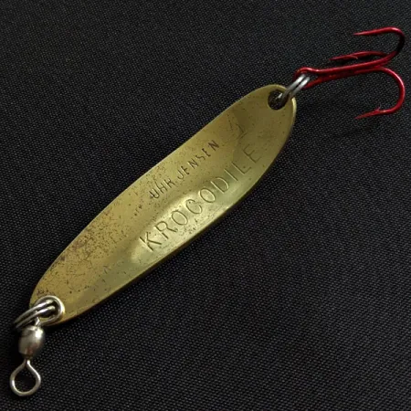 Vintage Luhr Jensen Krocodile #3, 1/3oz gold fishing spoon #19384