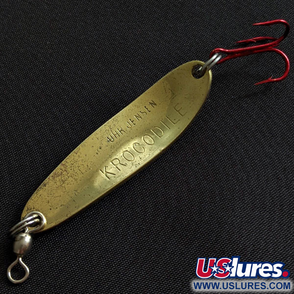 Vintage Luhr Jensen Krocodile #3, 1/3oz gold fishing spoon #19384