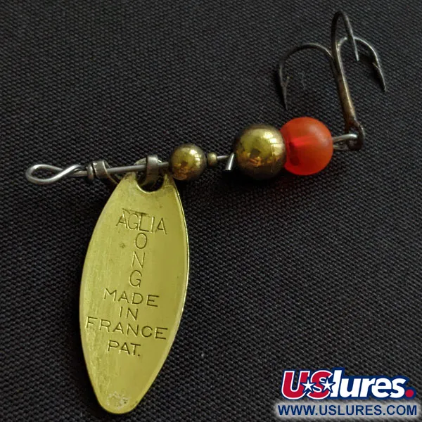 Vintage   Mepps Aglia Long 0, 3/32oz brass spinning lure #19395