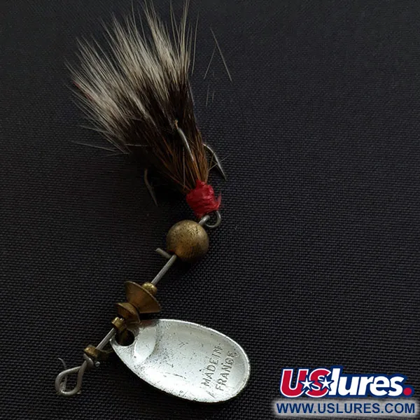 Vintage   Mepps Aglia 0 Dressed (squirrel tail), 3/32oz silver spinning lure #19422