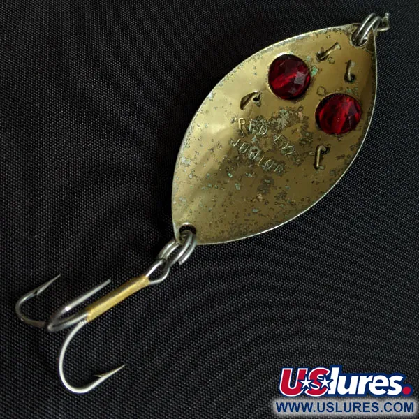 Vintage Hofschneider Red Eye Junior, 1/2oz brass fishing spoon #19435