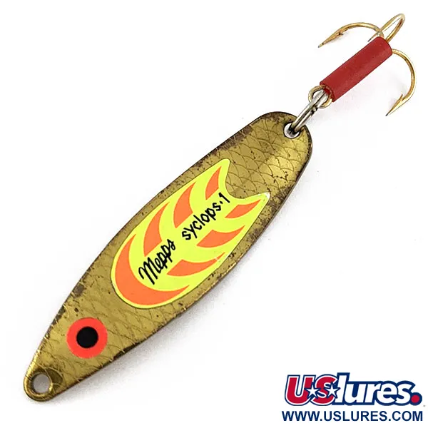 Vintage Mepps Syclops 1, 2/5oz brass fishing spoon #19437