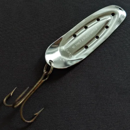 Vintage Rustowicz Charger №3, 2/5oz yellow/nickel fishing spoon #19439