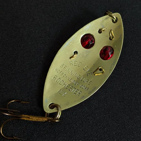 Vintage Hofschneider Red Eye Junior, 2/5oz gold fishing spoon #19450