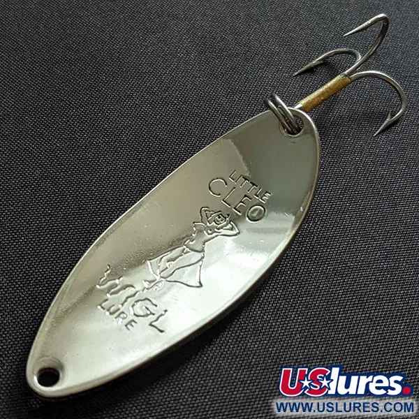 Vintage Seneca Little Cleo (Hula Girl), 1/2oz nikiel/biały/czerwony fishing spoon #19454