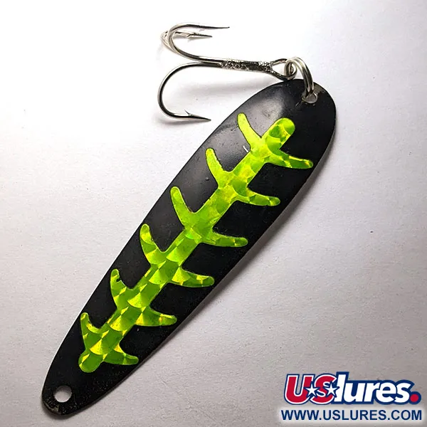 Vintage Slammer, 2/5oz black/white/green fishing spoon #19459