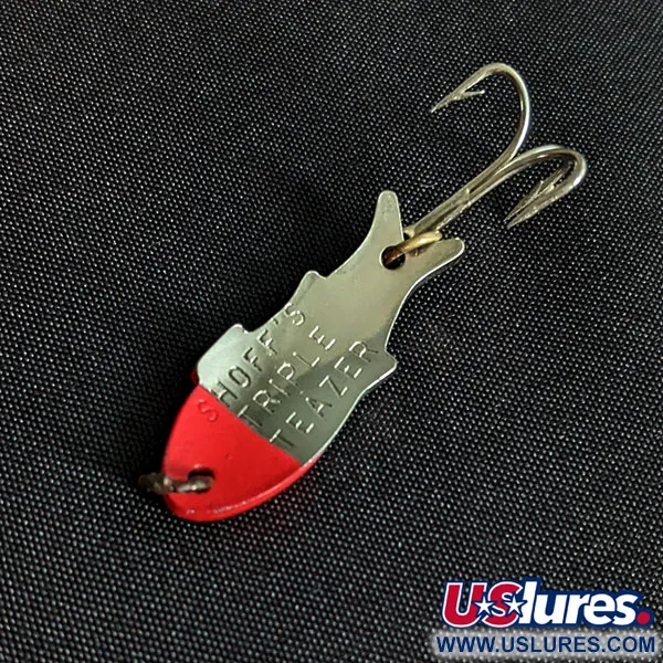 Vintage Shoff's Triple Teazer, 1/8oz nickel/red fishing spoon #19464