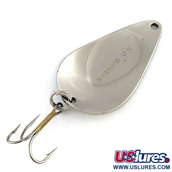 Vintage Acme K.O. Wobbler, 3/4oz nickel/blue fishing spoon #19470