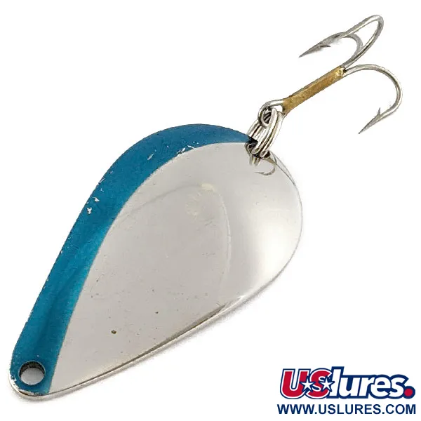 Vintage Acme K.O. Wobbler, 3/4oz nickel/blue fishing spoon #19470