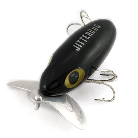 Vintage Fred Arbogast Jitterbug, 1/3oz black fishing lure #19476