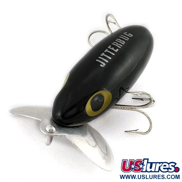 Vintage   Fred Arbogast Jitterbug, 1/3oz black fishing lure #19476
