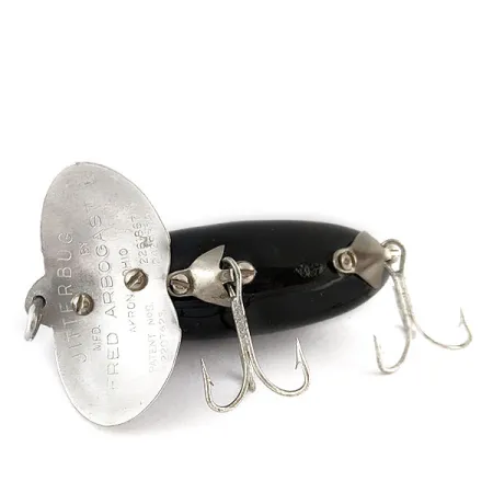 Vintage Fred Arbogast Jitterbug, 1/3oz black fishing lure #19476