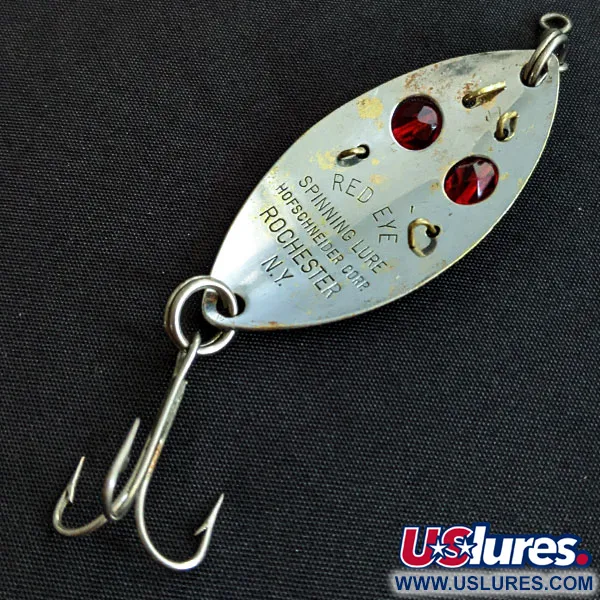 Vintage Hofschneider Red Eye Junior, 2/5oz nickel/red eyes fishing spoon #19478