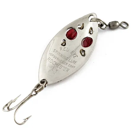 Vintage Hofschneider Red Eye Junior, 1/4oz nickel/red eyes fishing spoon #19479