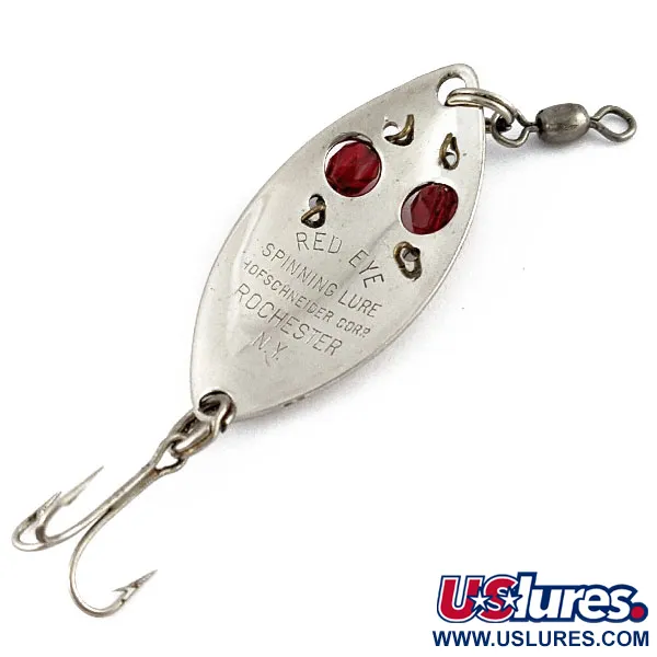 Vintage  Hofschneider Red Eye Junior, 1/4oz nickel/red eyes fishing spoon #19479