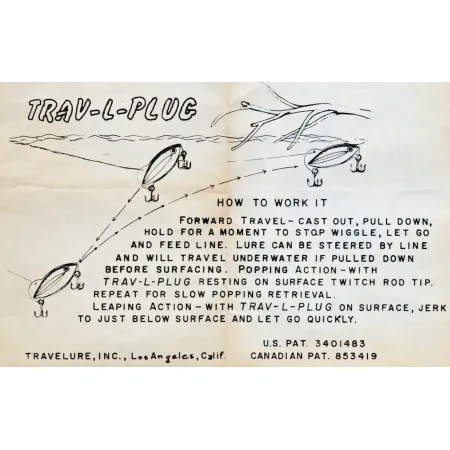 Vintage TraveLure Trav-L-Plug , 3/4oz green fishing lure #21521