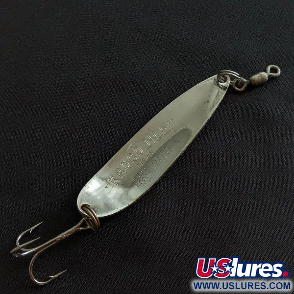Vintage  Luhr Jensen Krocodile #5 Glow, 1oz nickel/white/green Glow - glows in the dark.​ fishing spoon #19488