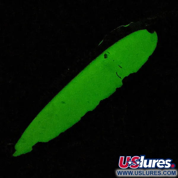 Vintage  Luhr Jensen Krocodile #5 Glow, 1oz nickel/white/green Glow - glows in the dark.​ fishing spoon #19488