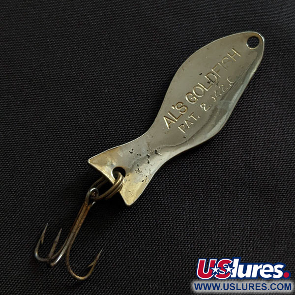 Vintage   Al's gold fish, 1/4oz nickel fishing spoon #19493