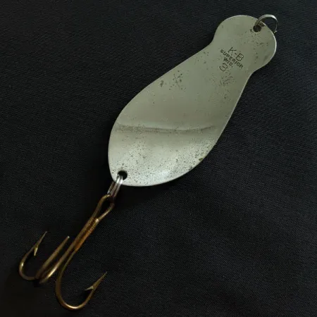 Vintage K-B Bait K-B Spoon Superior, 1oz nickel/red/gold fishing spoon #19500