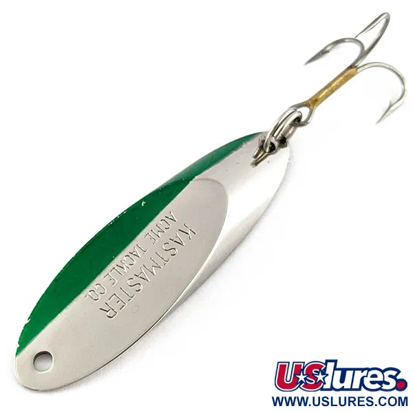 Vintage Acme Kastmaster, 3/4oz nickel/green fishing spoon #19504