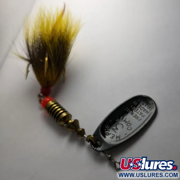 Vintage   Mepps Black Fury 3 Dressed, 1/4oz black/yellow spinning lure #19513