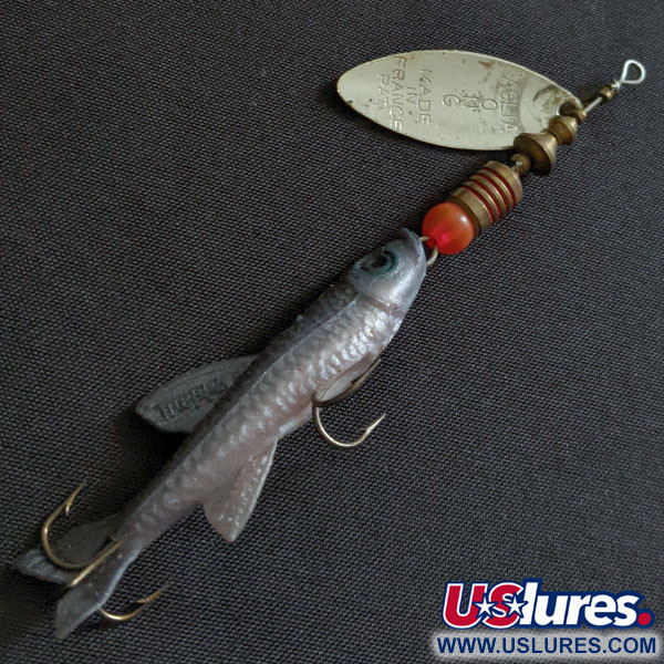 Vintage   Mepps Aglia Long 1 Mino, 3/16oz silver spinning lure #19516