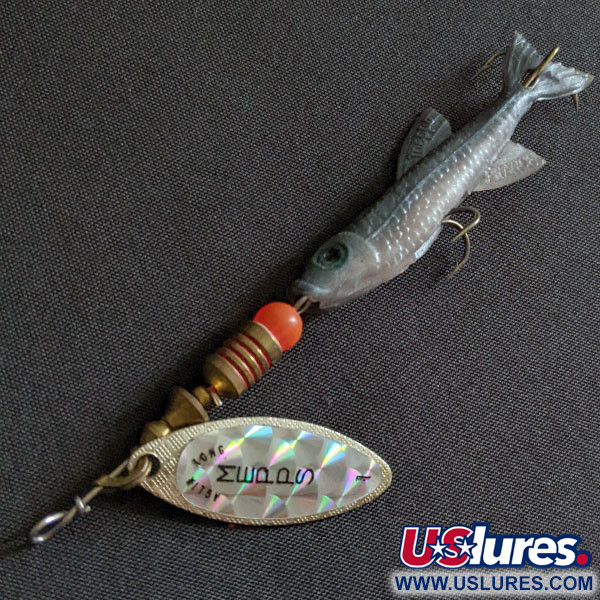 Vintage   Mepps Aglia Long 1 Mino, 3/16oz silver spinning lure #19516