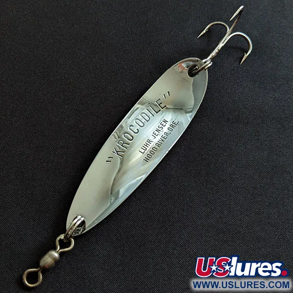 Vintage  Luhr Jensen Krocodile #5, 1 1/2oz nickel fishing spoon #19537