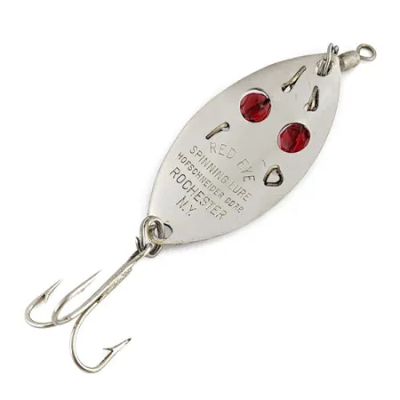 Vintage Hofschneider Red Eye Junior, 2/5oz nickel/red eyes fishing spoon #19558