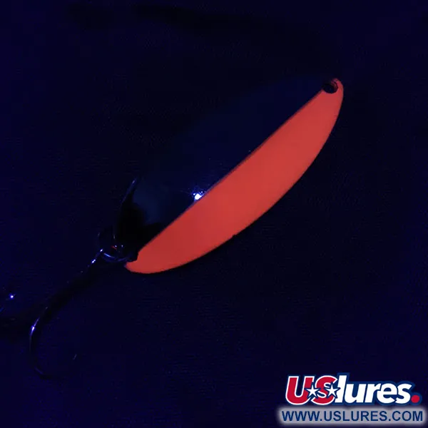 Vintage Acme Little Cleo, 2/5oz nickel/orange UV fishing spoon #19579