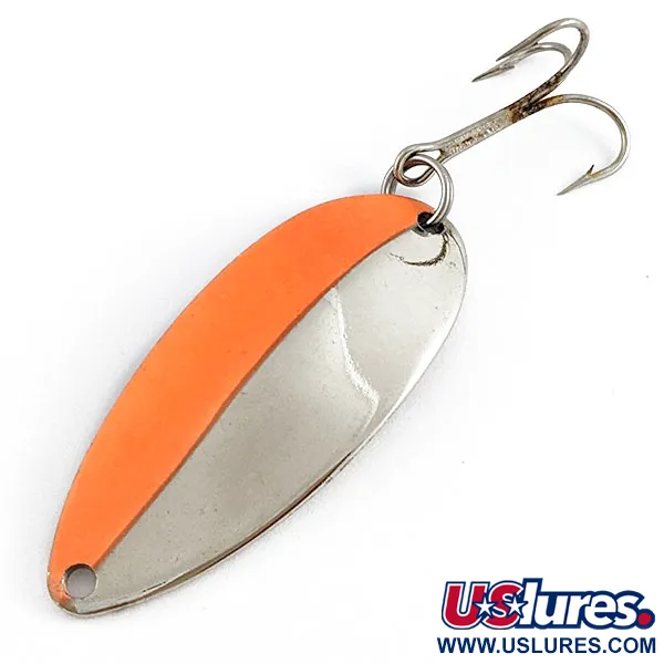 Vintage Acme Little Cleo, 2/5oz nickel/orange UV fishing spoon #19579