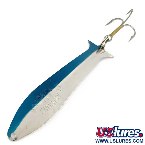 Vintage Acme Flash-King Wobbler, 1/4oz nickel/blue fishing spoon #19591