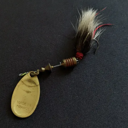 Vintage Mepps Aglia 2 Dressed (1970s), 3/16oz gold spinning lure #19592