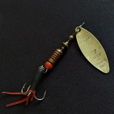 Vintage Mepps Aglia Long 2 (1960s), 1/4oz brass spinning lure #19594