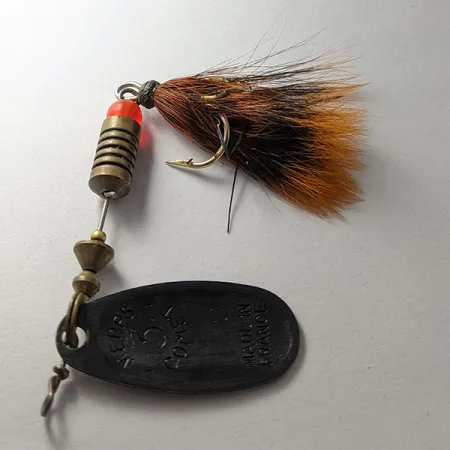 Vintage Mepps Black Fury 3 Dressed, 1/4oz black/red spinning lure #19596