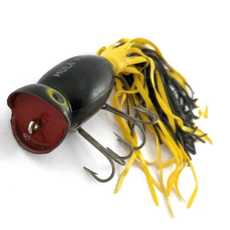Vintage Fred Arbogast Hula Popper, 1/3oz black fishing lure #19603