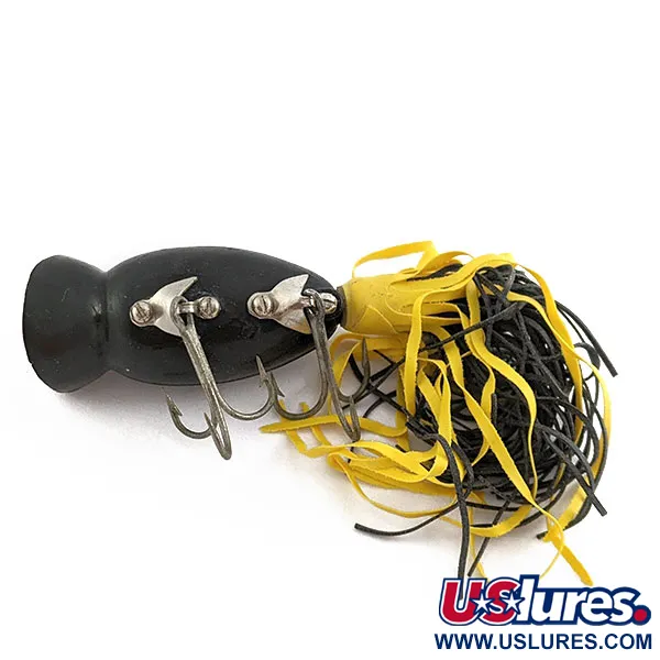 Vintage   Fred Arbogast Hula Popper, 1/3oz black fishing lure #19603