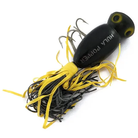 Vintage Fred Arbogast Hula Popper, 1/3oz black fishing lure #19603