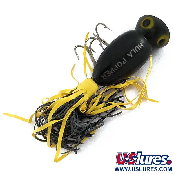 Vintage   Fred Arbogast Hula Popper, 1/3oz black fishing lure #19603