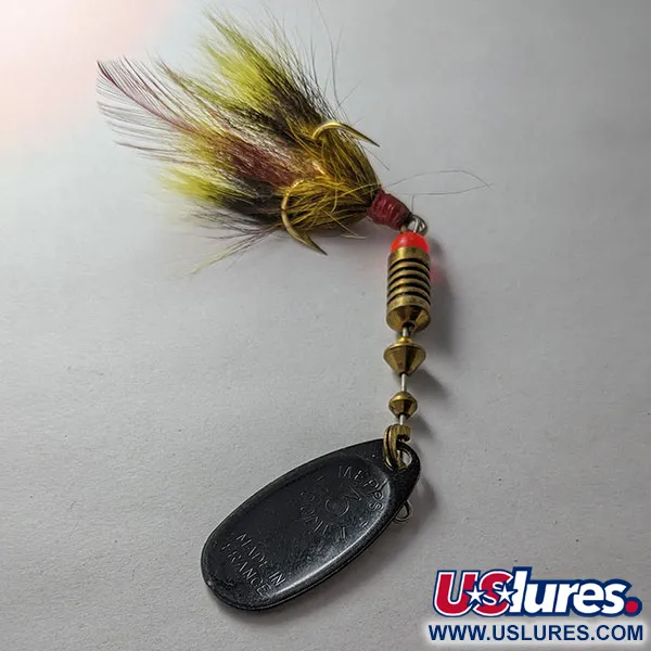 Vintage   Mepps Black Fury 3 Dressed, 1/4oz black/yellow spinning lure #19634