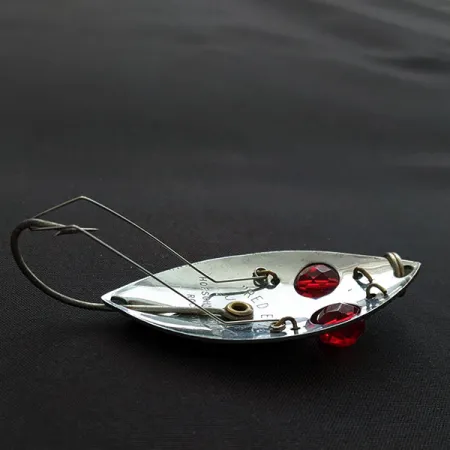 Vintage Hofschneider Red Eye Junior Weedless, 1/2oz nickel/red eyes fishing spoon #19640
